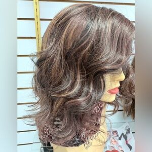 Envy Wavy Brown Wig with Highlights